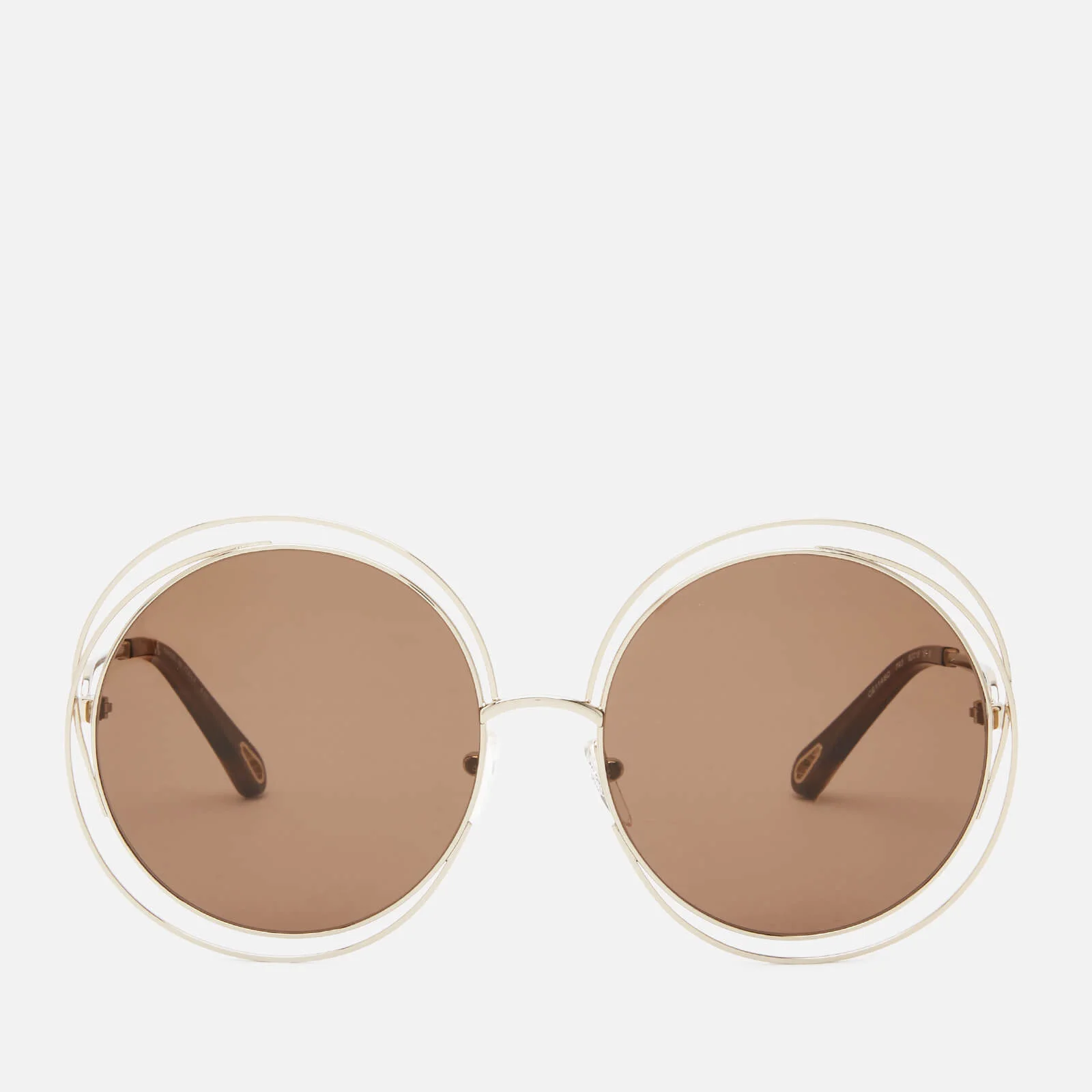 Chloé Women's Carlina Round Frame Sunglasses - Gold/Brown Image 1