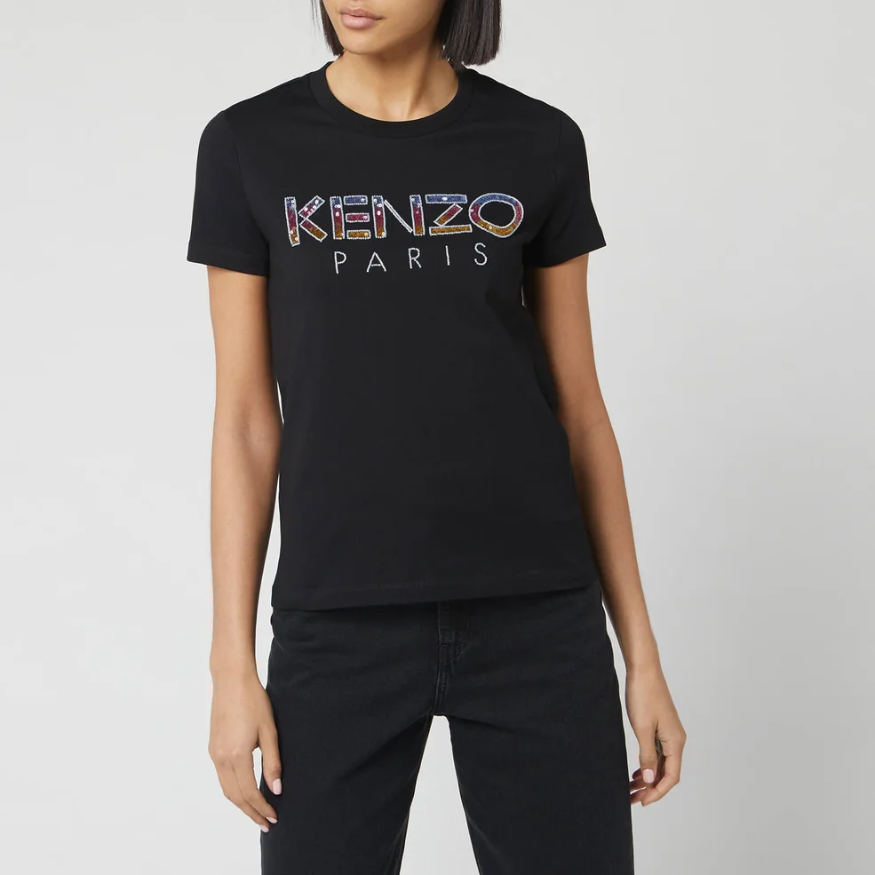 KENZO Women's Straight T-Shirt Sequins - White Image 1