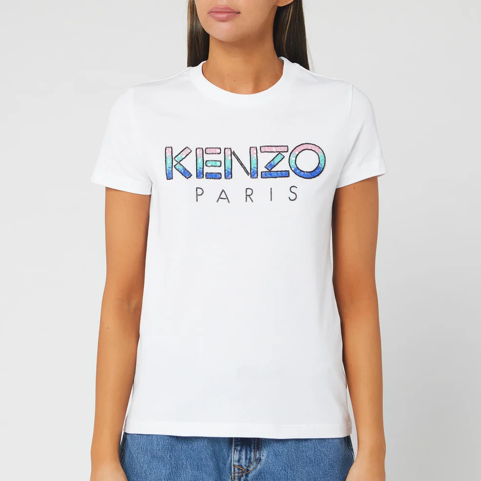 KENZO Women's Straight T-Shirt Sequins - White Image 1