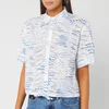 KENZO Women's Cropped Drawstring Shirt - Duck Blue - Image 1