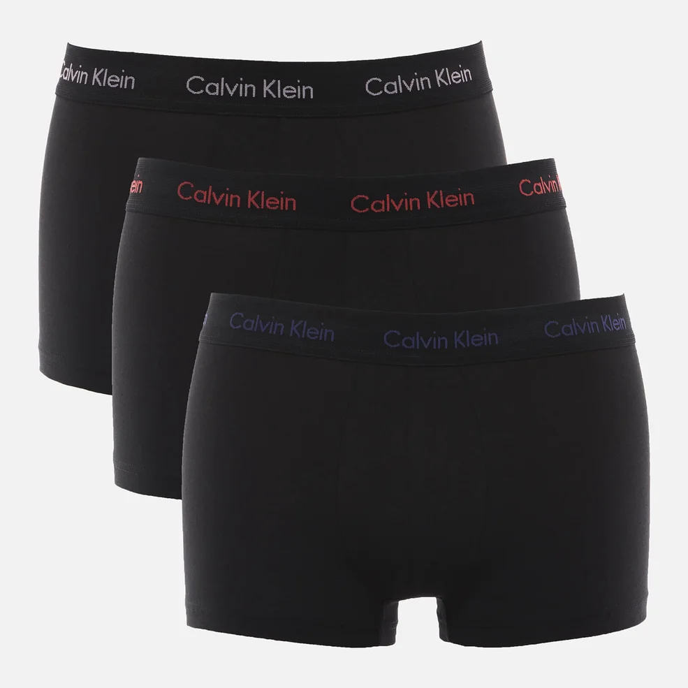 Calvin Klein Men's 3 Pack Low Rise Trunks - Black-Blue/Wildflower/Bubblegum Image 1