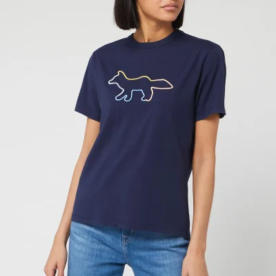 Maison Kitsuné Women's T-Shirt Rainbow Fox - Navy