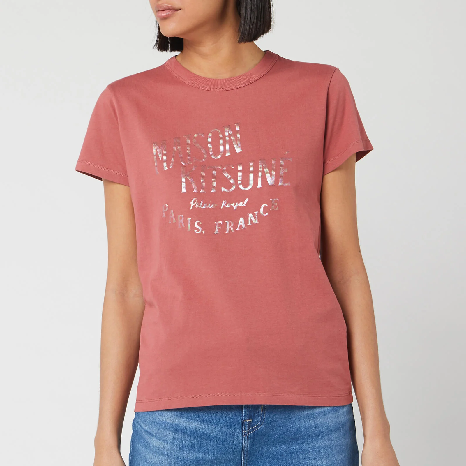 Maison Kitsuné Women's T-Shirt Palais Royal - Dark Pink Image 1