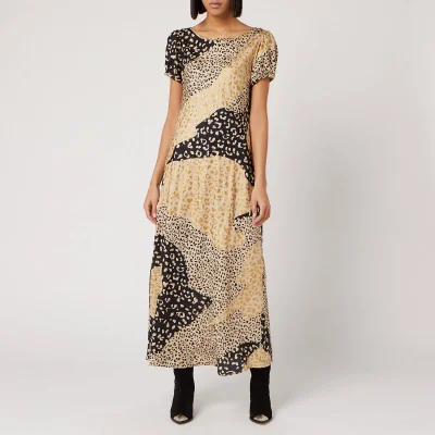 RIXO Women's Reese Dress - Gold Patchwork Leopard