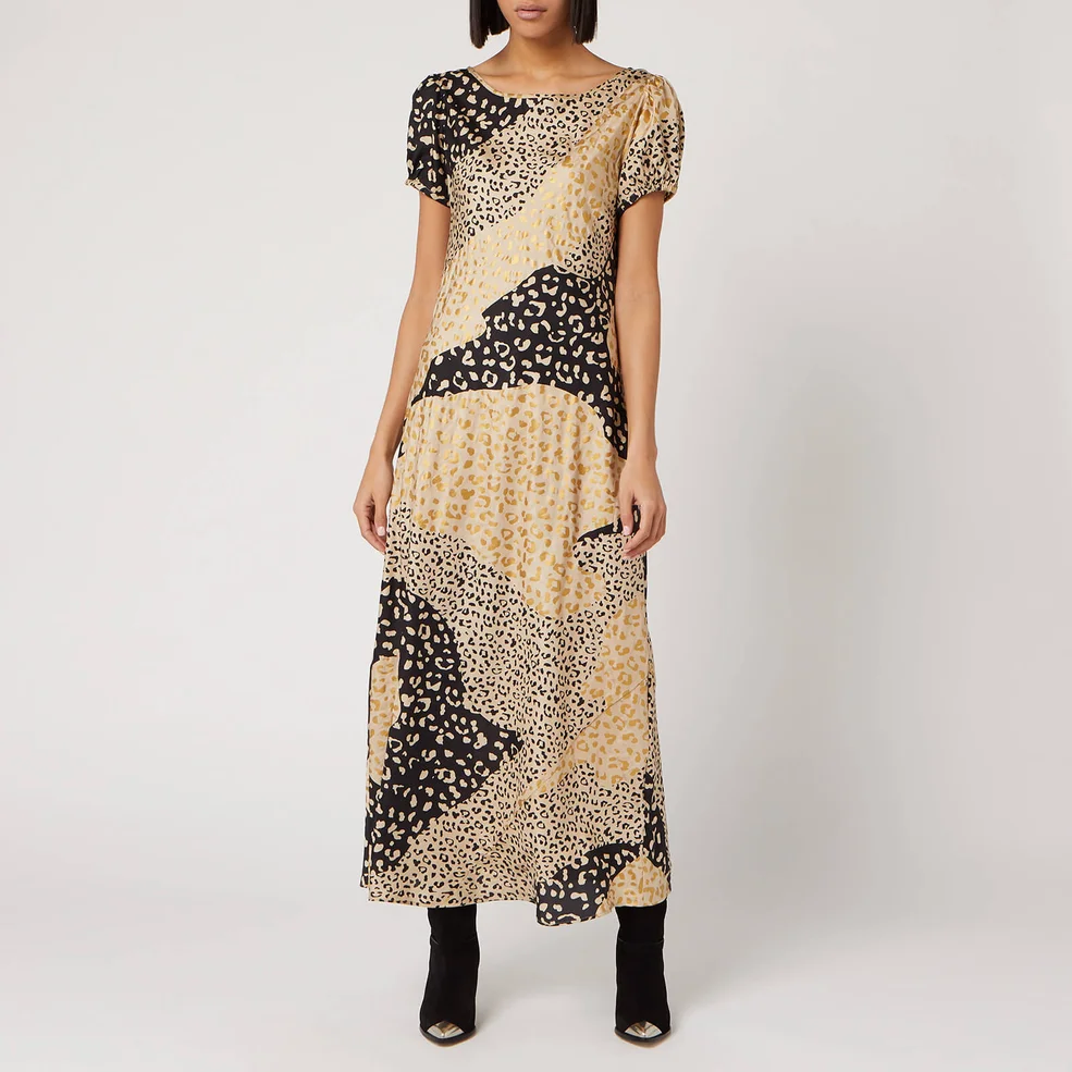 RIXO Women's Reese Dress - Gold Patchwork Leopard Image 1