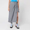 Ganni Women's Checked Printed Crepe Skirt - Brunnera Blue - Image 1