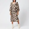 Ganni Women's Silk Linen Midi Dress - Maxi Leopard - Image 1