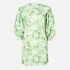 Ganni Women's Floral Cotton Poplin Mini Dress - Island Green - Image 1