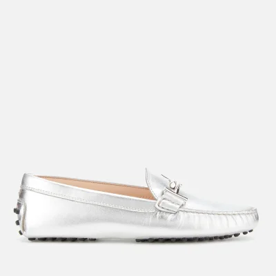 Tod's Women's Gommini Double T Loafers - Silver