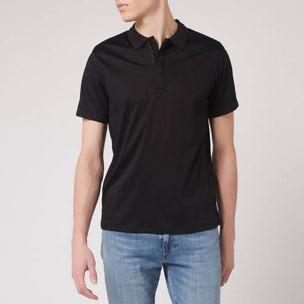 Emporio Armani Men's Zip Collar Polo Shirt - Black Image 1
