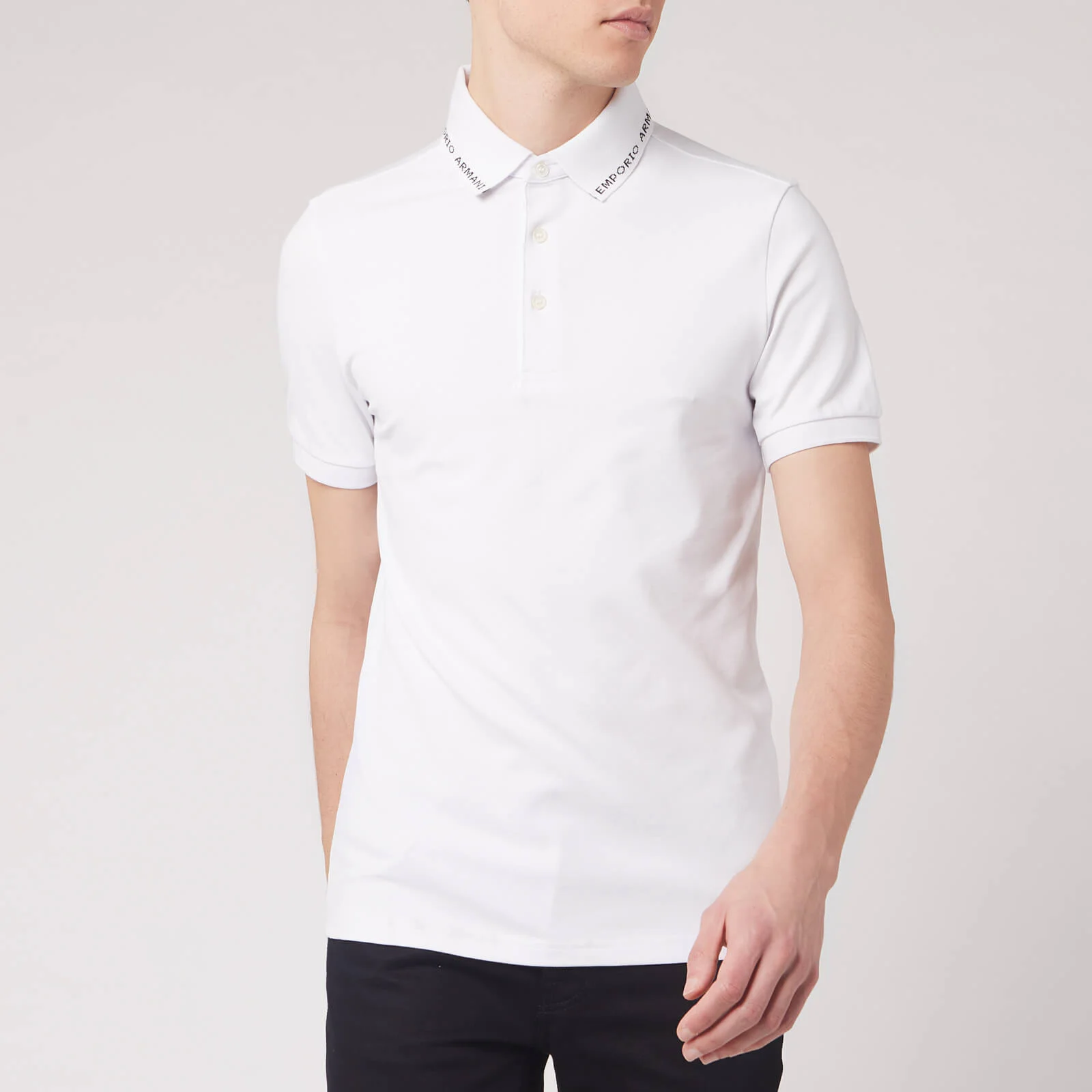 Emporio Armani Men's Collar Logo Polo Shirt - White Image 1