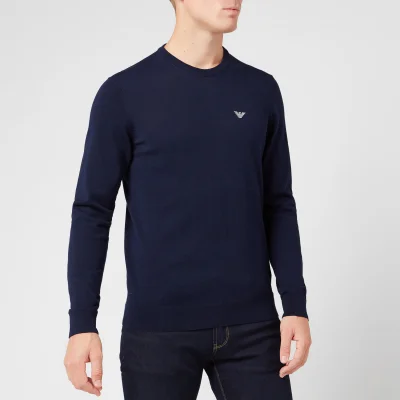 Emporio Armani Men's Small Eagle Knitted Jumper - Navy
