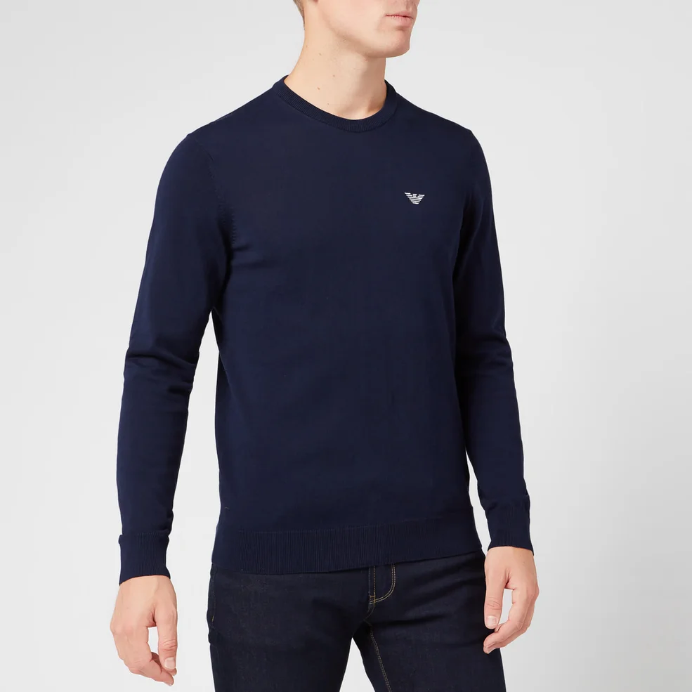 Emporio Armani Men's Small Eagle Knitted Jumper - Navy Image 1