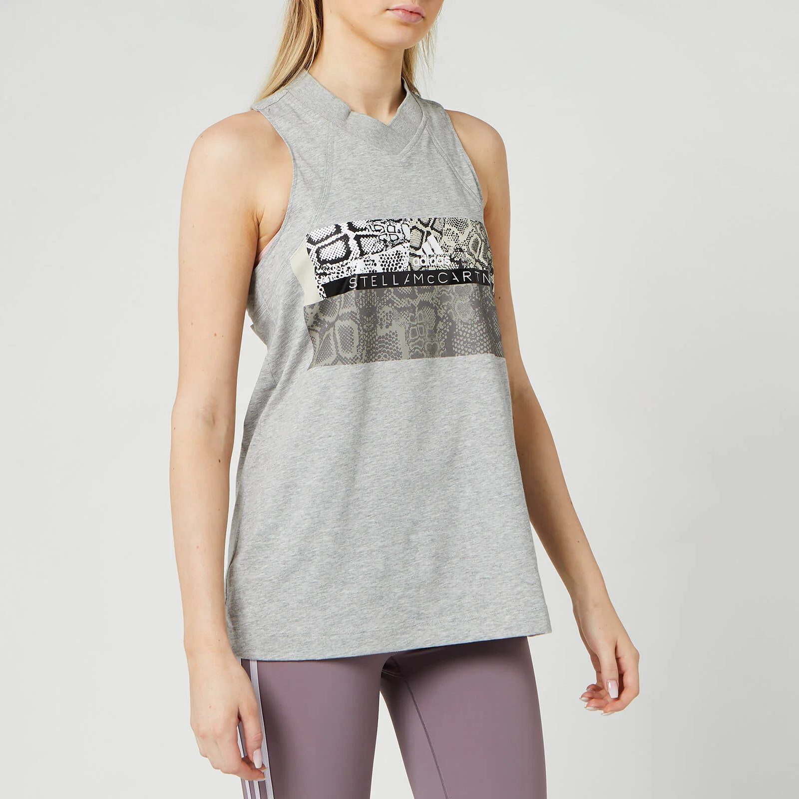 adidas by Stella McCartney Women's Graphic Tank Top - Mid Grey/White Image 1