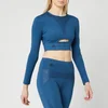 adidas by Stella McCartney Women's Training Long Sleeve Crop Top - Vis Blue - Image 1