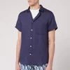 Frescobol Carioca Men's Linen Block Short Sleeve Shirt - Midnight Blue - Image 1