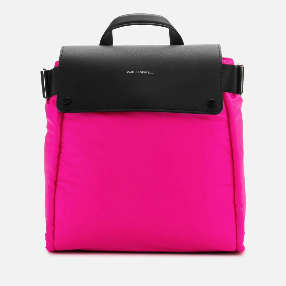 Karl Lagerfeld Women's K/Ikon Nylon Backpack - Fuchsia/Black Image 1