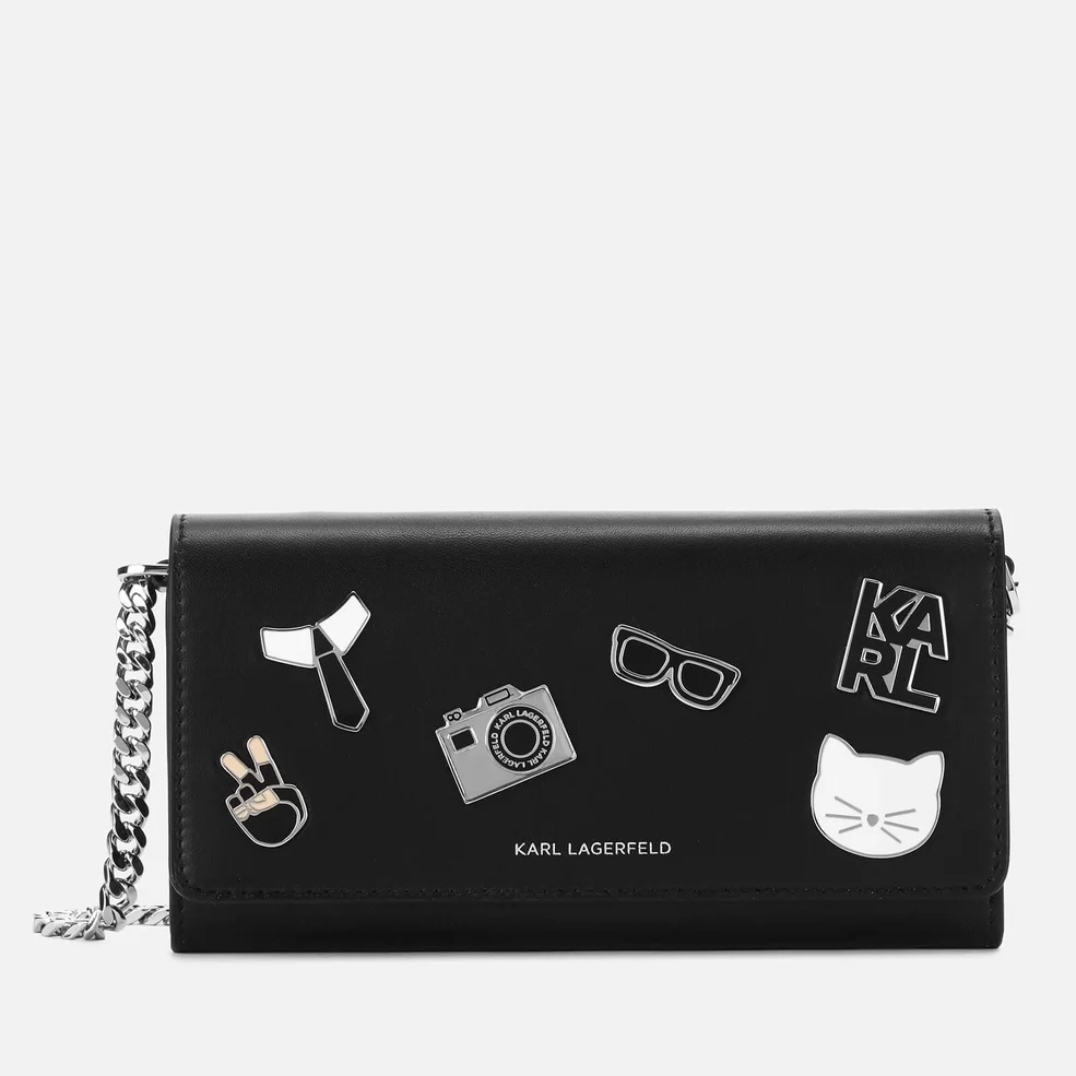 Karl Lagerfeld Women's K/Studio Leather Wallet On Chain - Black Multi Image 1