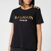 Balmain Women's Short Sleeve 3 Button Metallic Logo T-Shirt - Black/Gold - Image 1
