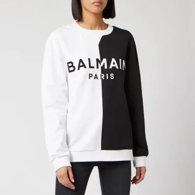 Balmain Women's Bicolored Logo Sweatshirt - White/Black