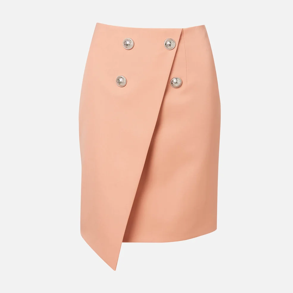 Balmain Women's Asymmetric 4 Button GDP Knee-Length Skirt - Nude Image 1