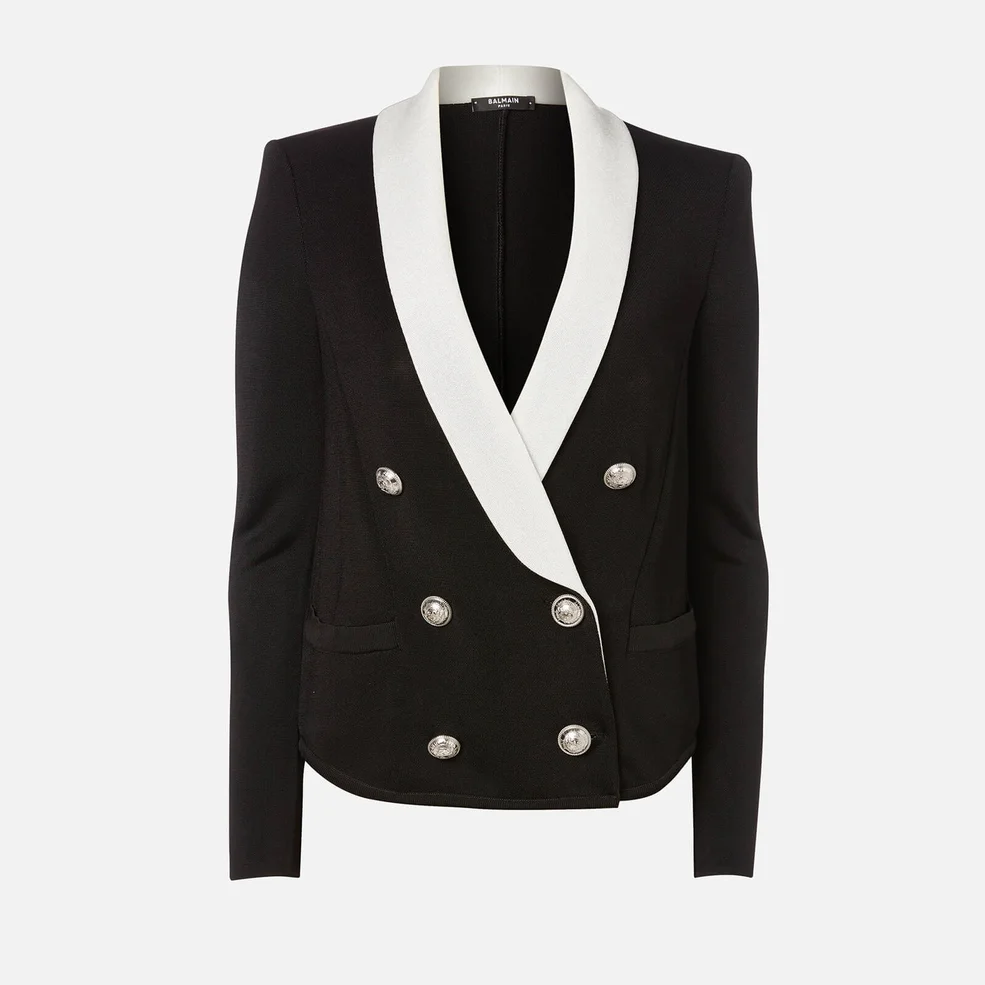 Balmain Women's 6 Button Viscose Knit Pyjama Jacket - Black/White Image 1
