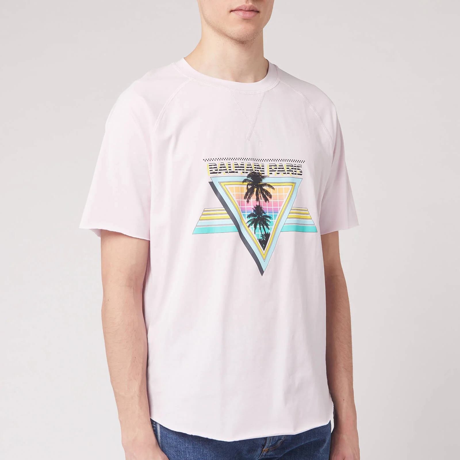 Balmain Men's Printed Raw Edge T-Shirt - Multicolour Image 1