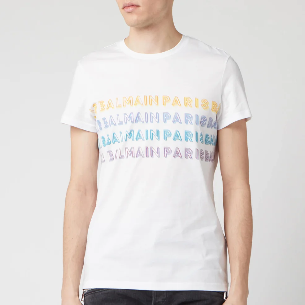 Balmain Men's Printed Balmain T-Shirt - White Image 1