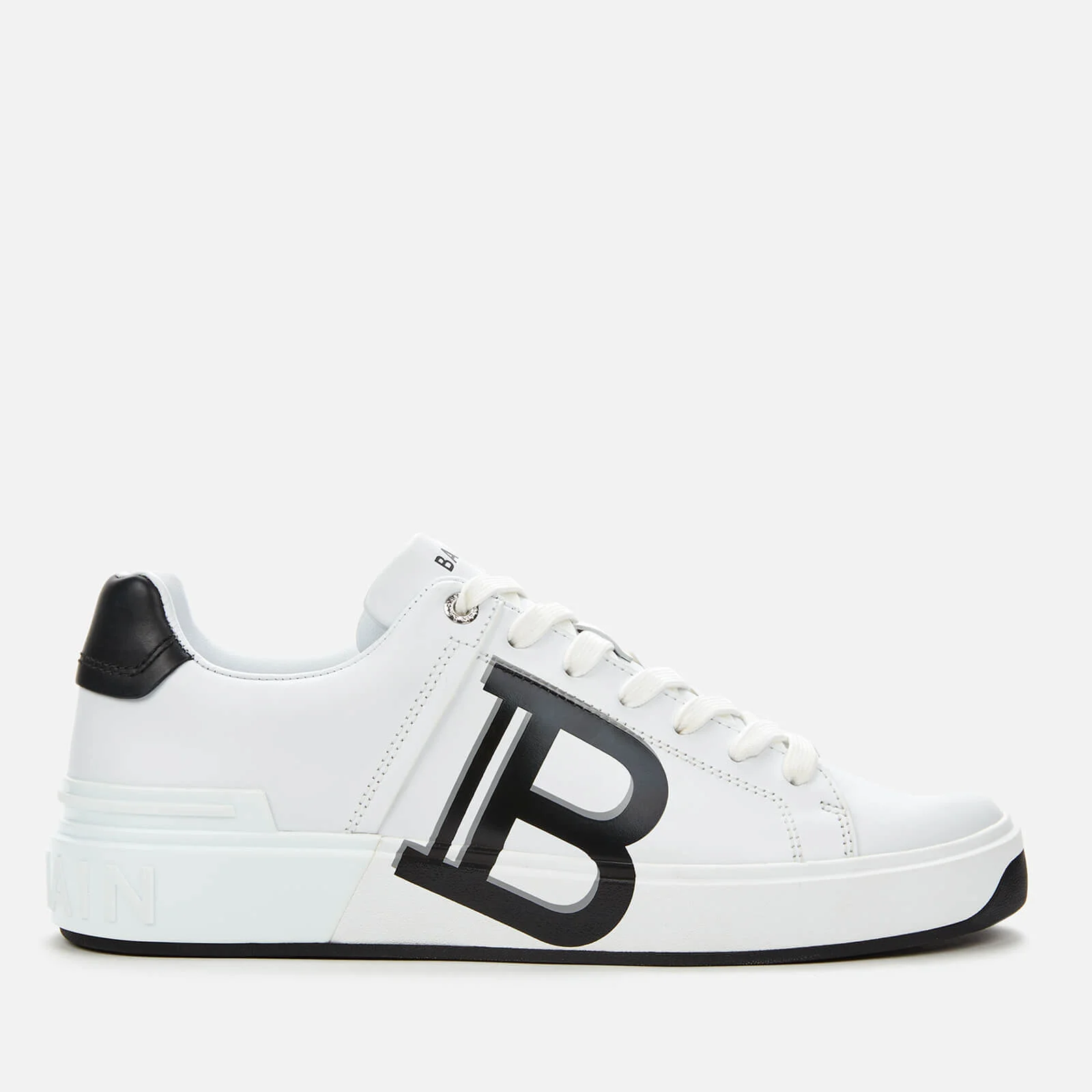 Balmain Men's B-Court Leather Print Trainers - Blanc/Noir Image 1