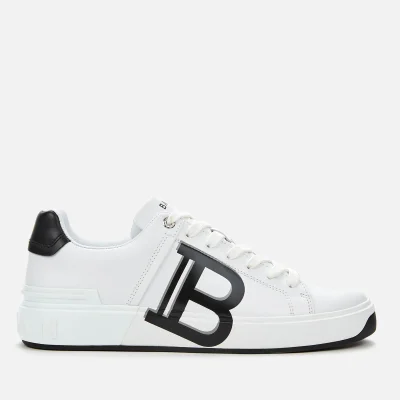 Balmain Men's B-Court Leather Print Trainers - Blanc/Noir