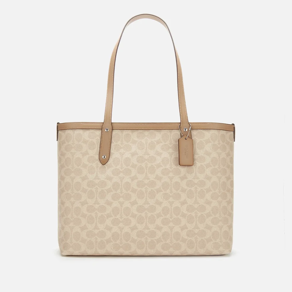 Coach Women's Coated Canvas Signature Central Tote Bag with Zip - Sand Taupe Image 1