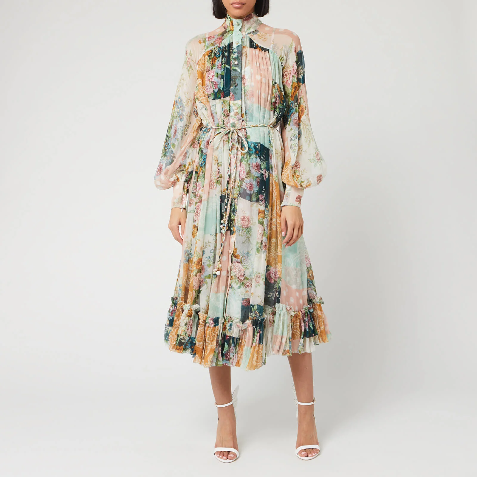 Zimmermann Women's Wavelength Smock Midi Dress - Patchwork Floral Image 1