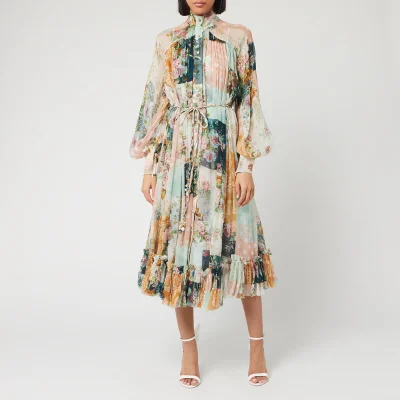 Zimmermann Women's Wavelength Smock Midi Dress - Patchwork Floral