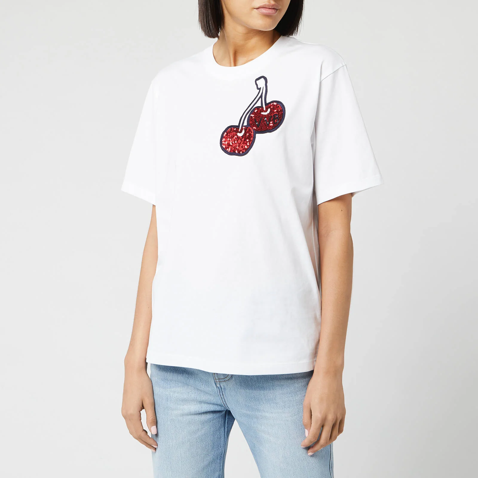 Victoria, Victoria Beckham Women's Cherry Embroidered T-Shirt - White Image 1