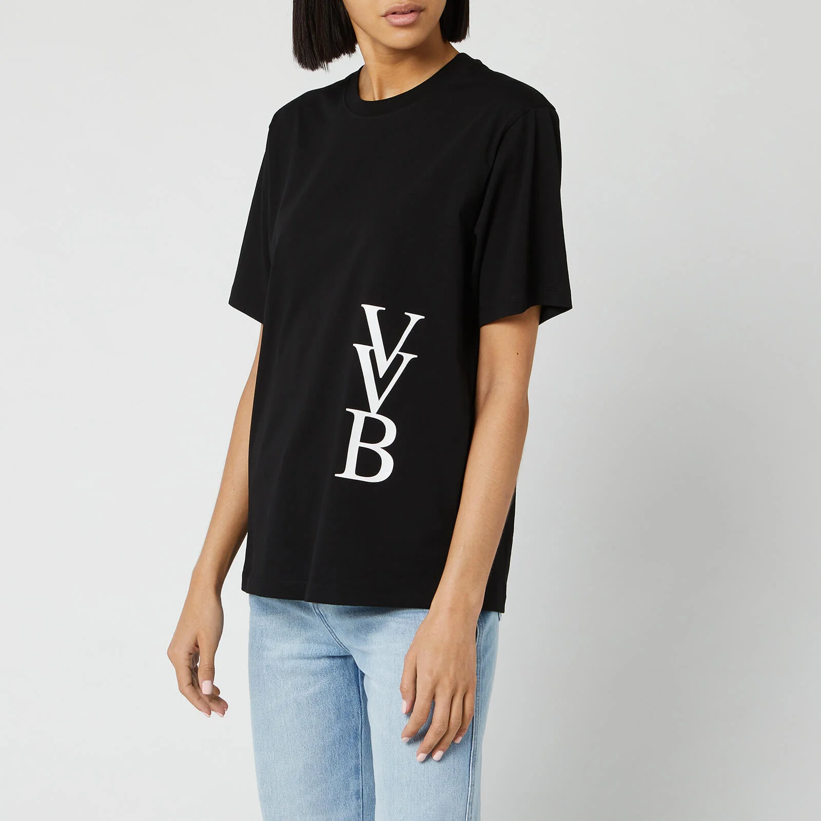 Victoria, Victoria Beckham Women's Raised Logo T-Shirt - Black Image 1