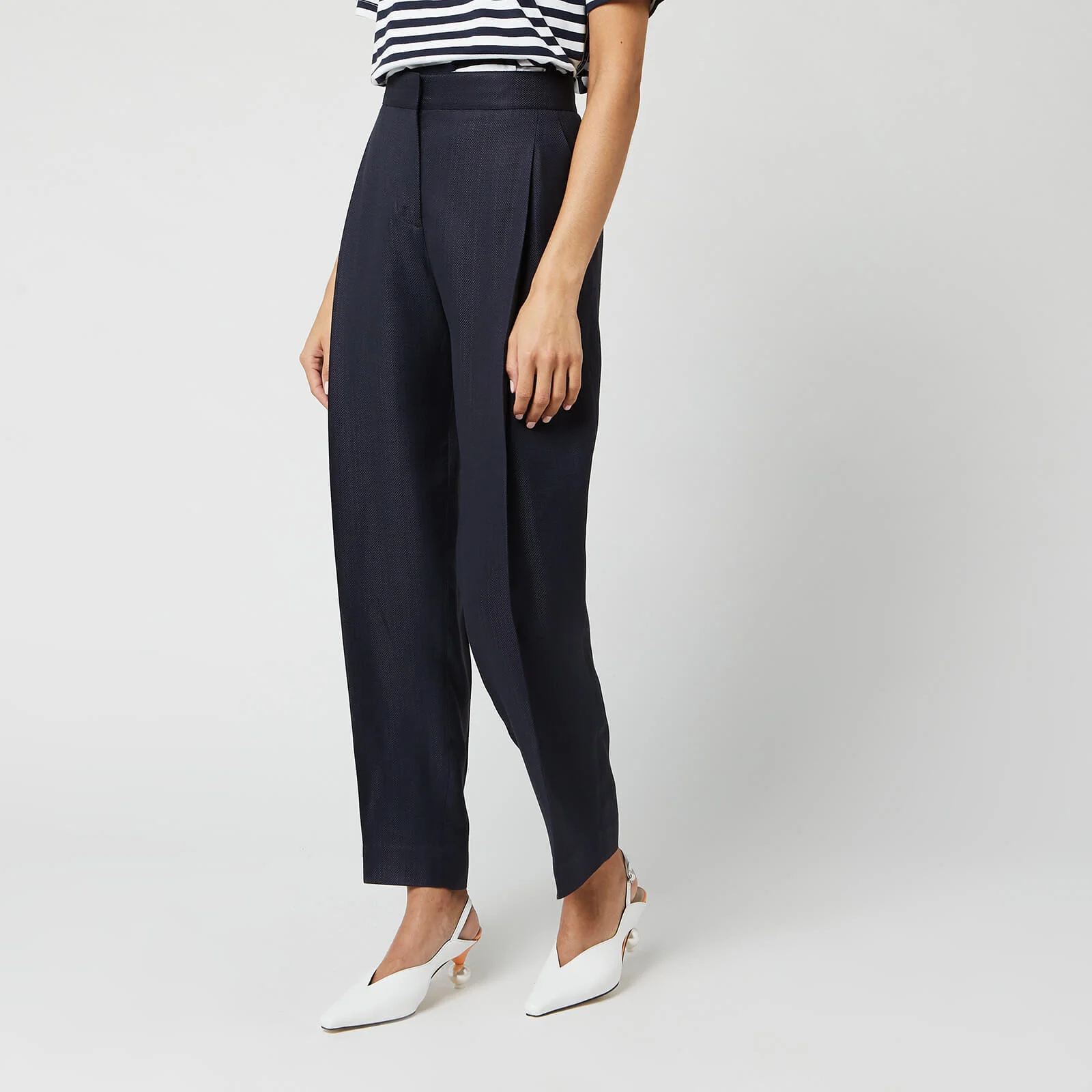 Victoria, Victoria Beckham Women's Tapered Trousers - Midnight Blue Image 1
