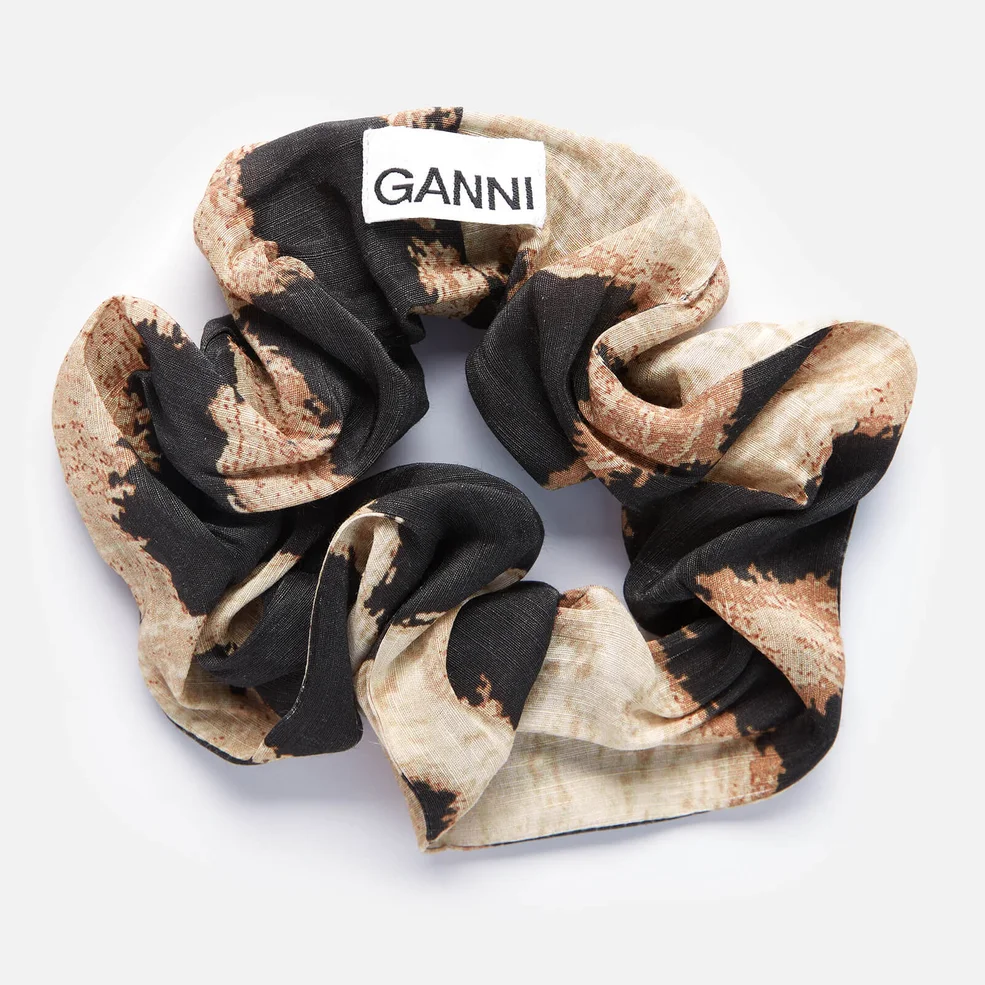 Ganni Women's Silk Linen Scrunchie - Maxi Leopard Image 1
