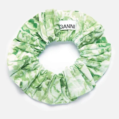 Ganni Women's Printed Crepe Scrunchie - Island Green