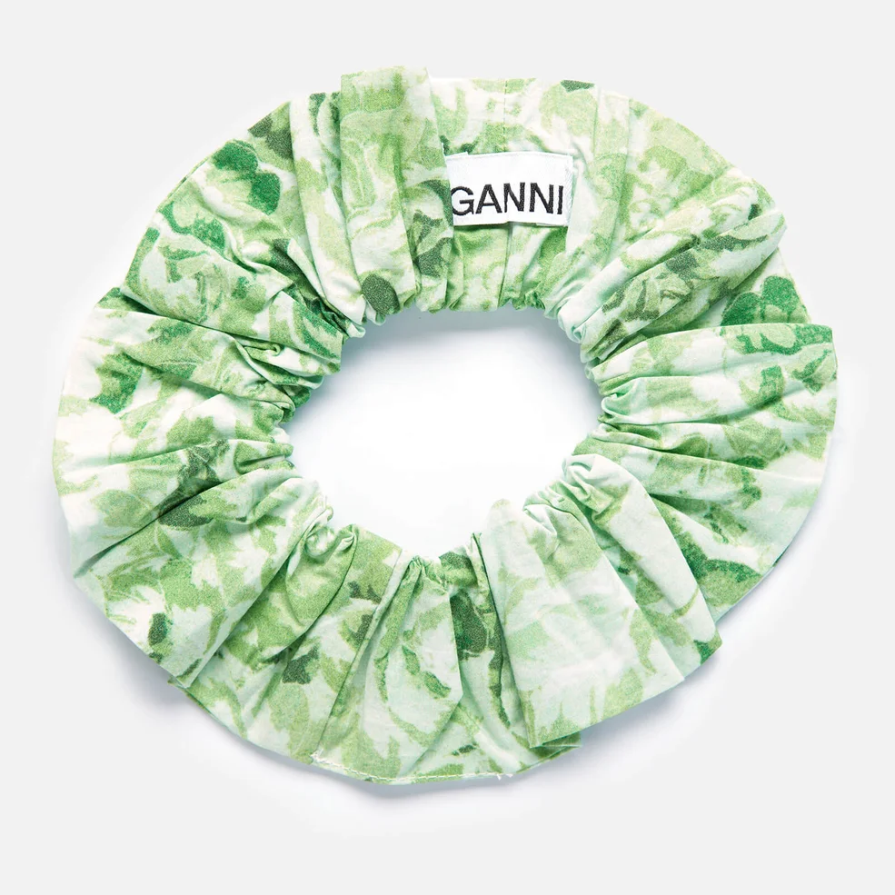 Ganni Women's Printed Crepe Scrunchie - Island Green Image 1