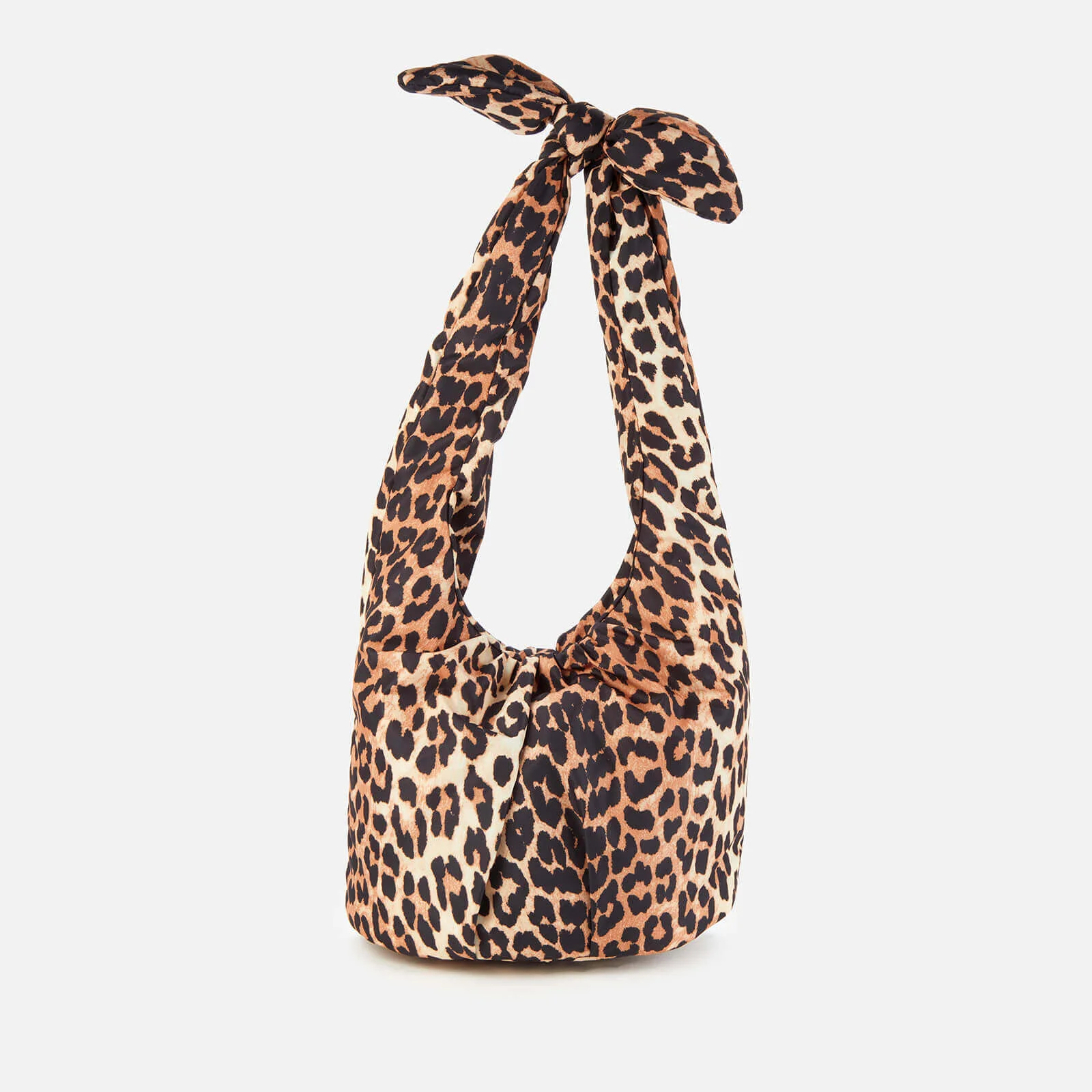 Ganni Women's Padded Tie Shoulder Bag - Leopard Image 1