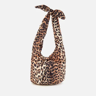 Ganni Women's Padded Tie Shoulder Bag - Leopard