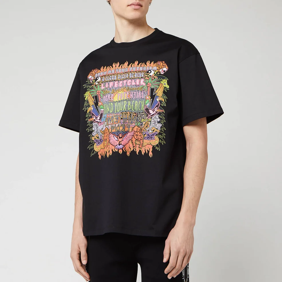 Neil Barrett Men's Art Collage Jody Paulson T-Shirt - Black/Multi Image 1