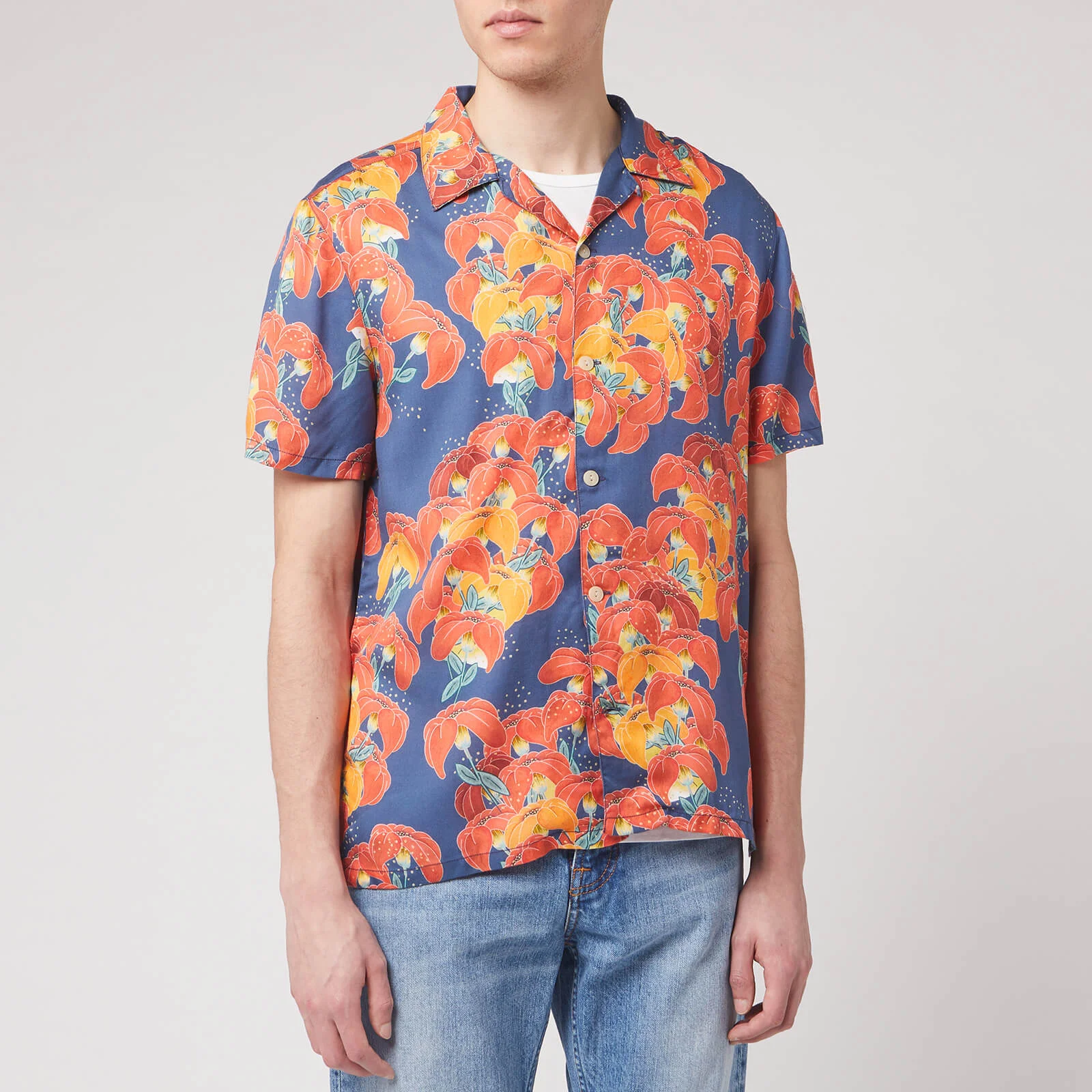 Nudie Jeans Men's Arvid Flowers Short Sleeve Shirt - Multi Image 1