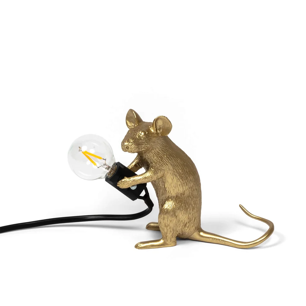 Seletti Sitting Mouse Lamp - Gold Image 1