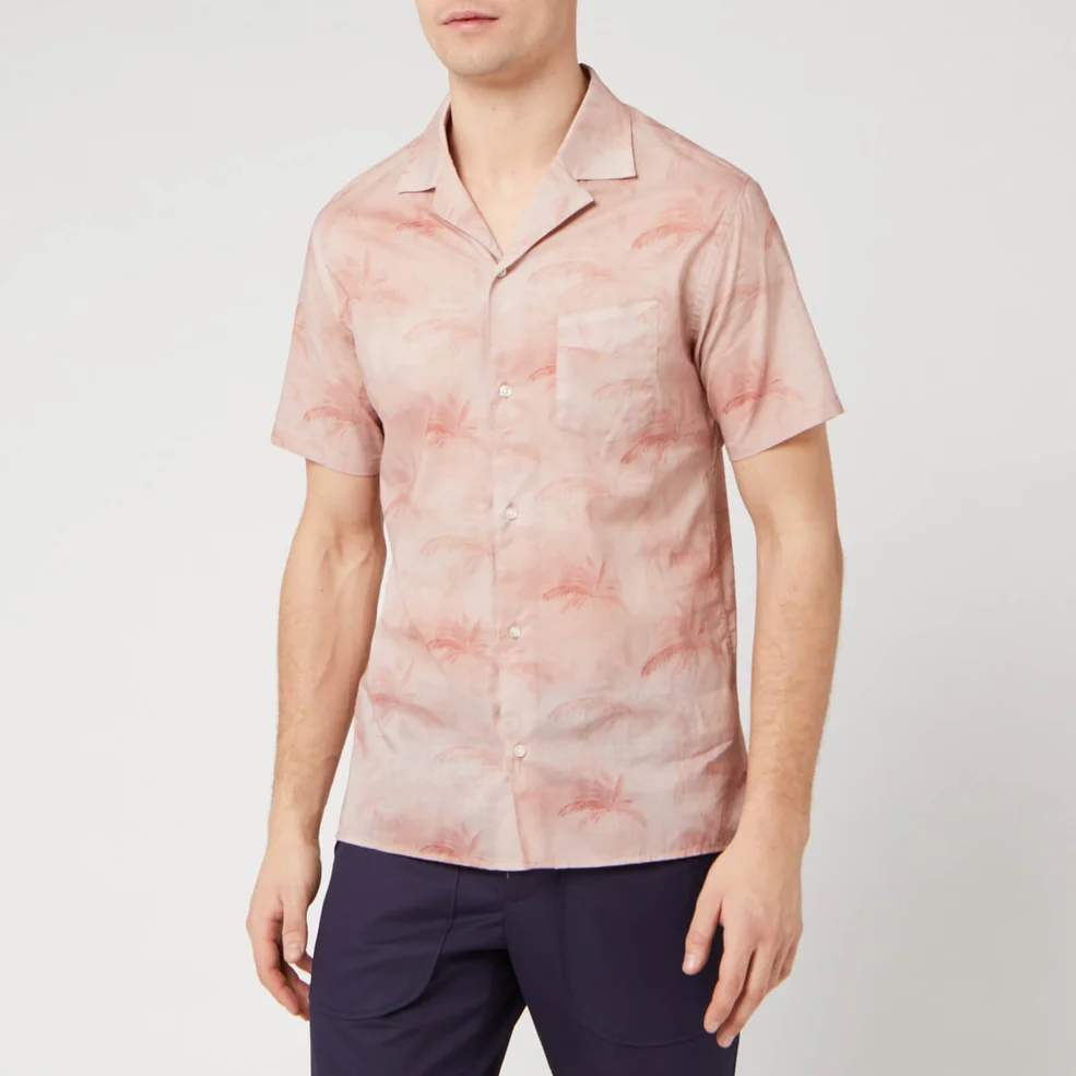 Officine Générale Men's Dario Palm Print Shirt - Pink Image 1