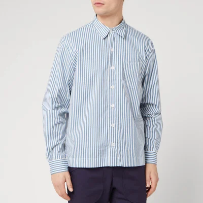 Officine Générale Men's Bob Candy Stripe Shirt - White/Blue