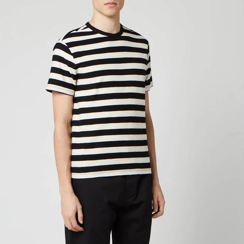 Officine Générale Men's Stripe T-Shirt - Black/White Image 1