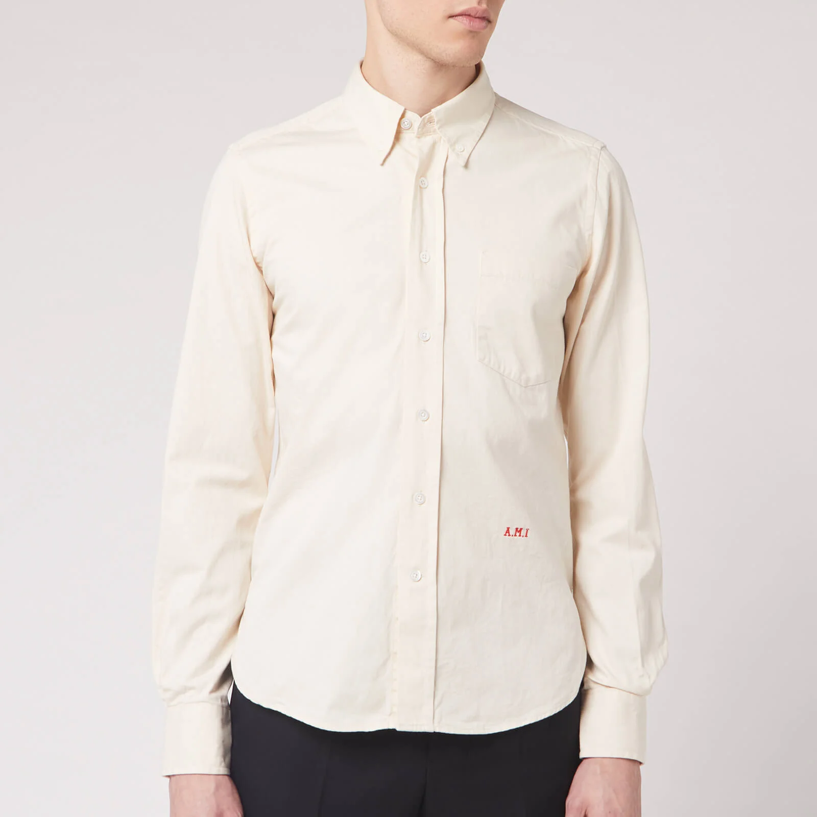 AMI Men's Button Down "Boy" Fit Shirt - Off White Image 1
