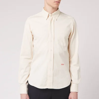 AMI Men's Button Down "Boy" Fit Shirt - Off White
