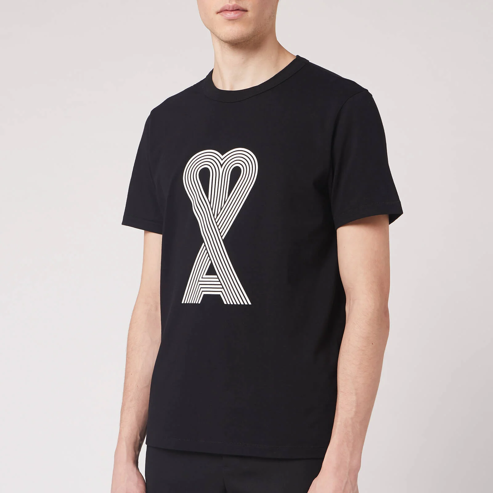 AMI Men's De Coeur Linear Print T-Shirt - Noir Image 1